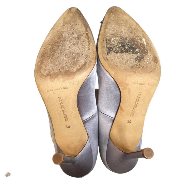Manolo Blahnik Hangisi Satin Pump Lilac Purple Size 9 - Picture 7 of 13